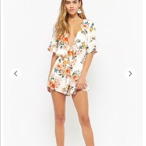 Tie-Front Floral Print Romper from Forever 21